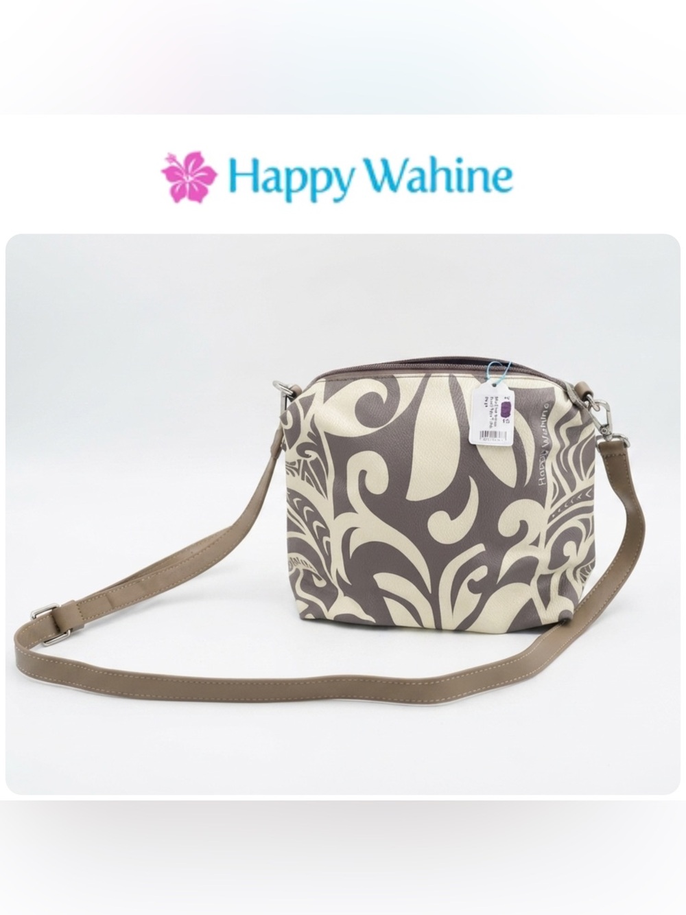 🆕 Happy Wahine Small Nancy Tote Tapa Tiare Crossbody Bag
